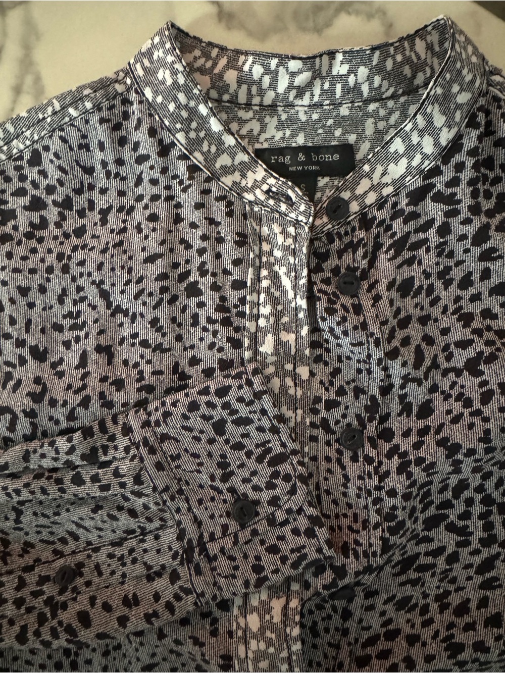 rag & bone Silk Abstract Spot Print Blouse Size Small - Picture 6 of 10